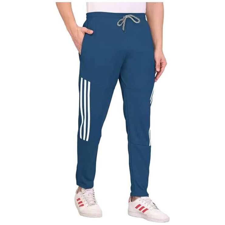 Men's Teal Blue Lycra Full Elastic Sport Wear Stretchable Track Pant