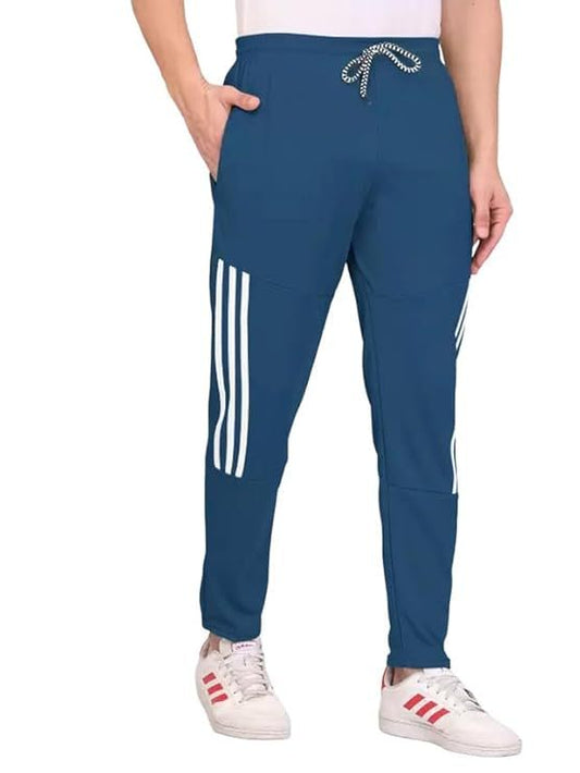 Men's Teal Blue Lycra Full Elastic Sport Wear Stretchable Track Pant