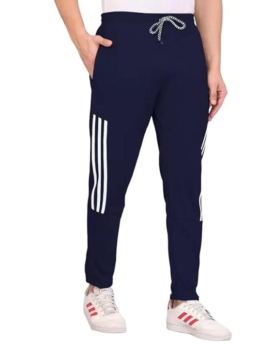 Men's Dark Blue Lycra Full Elastic Sport Wear Stretchable Track Pant