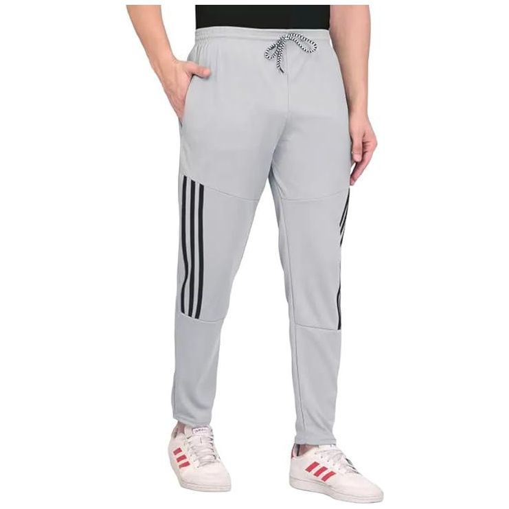 Men's Grey Lycra Full Elastic Sport Wear Stretchable Track Pant Size M