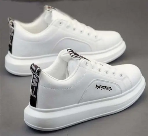 White Solid Sneakers For Men