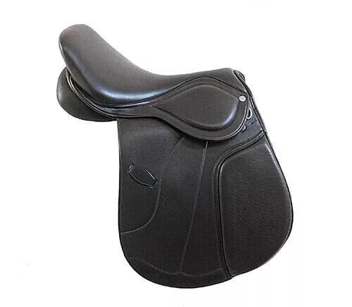 English Jumping Close Contact Black Leather Horse Saddle 15" to 18" - Sportkyu