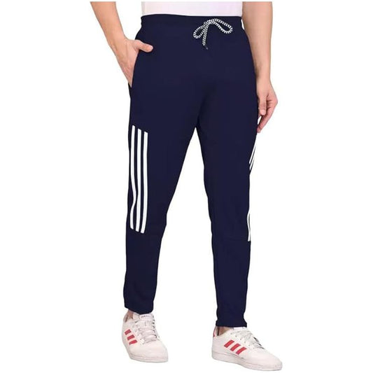 Men's Dark Blue Lycra Full Elastic Sport Wear Stretchable Track Pant