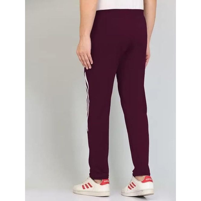 Men's Maroon Lycra Full Elastic Sport Wear Stretchable Track Pant Size