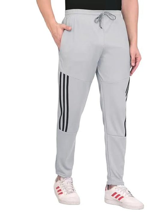 Men's Grey Lycra Full Elastic Sport Wear Stretchable Track Pant Size L