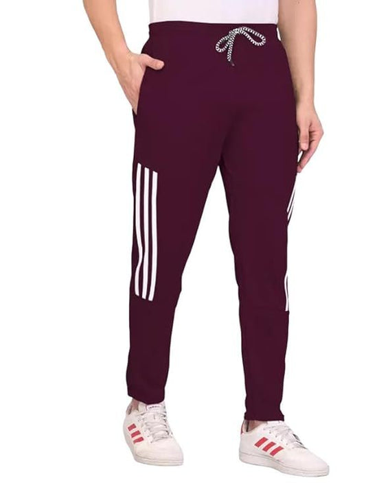 Men's Maroon Lycra Full Elastic Sport Wear Stretchable Track Pant Size