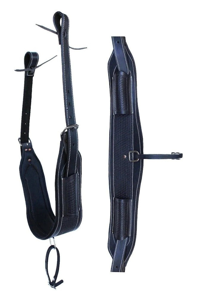 Horse Tooled Padded Leather Rear Flank Back Saddle Cinch Billets - Sportkyu