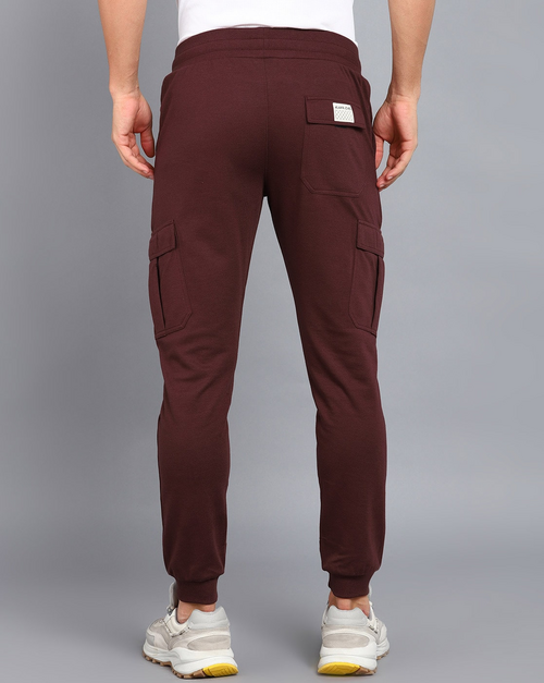 Men Solid Wine Track Pants Size M