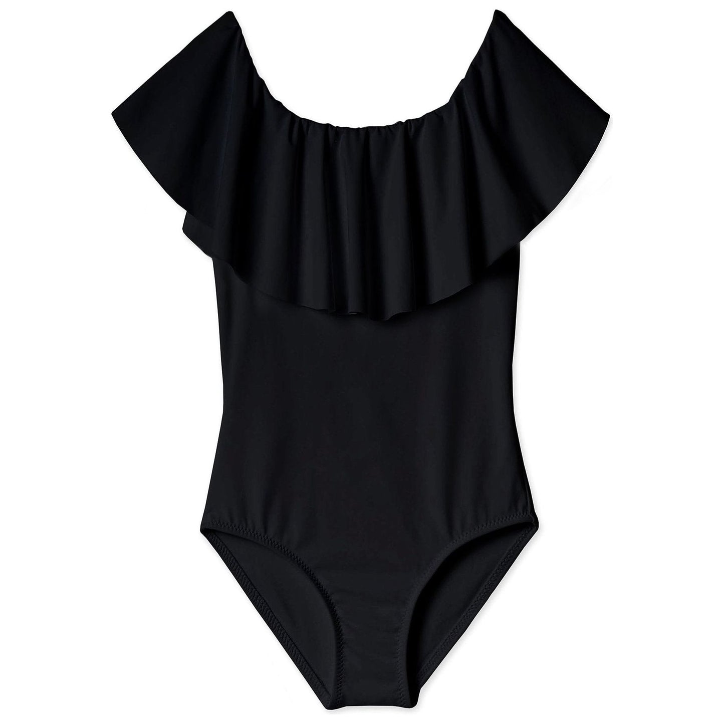 Black Draped Swimsuit for Girls