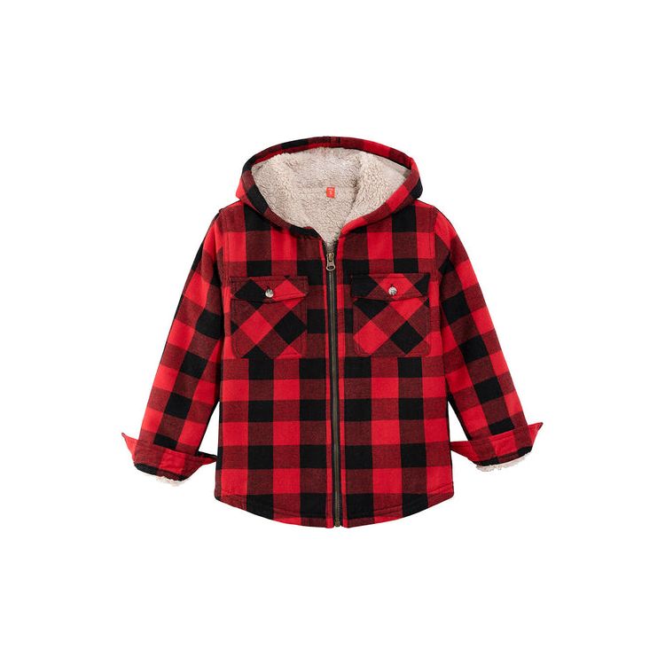 Girls Sherpa Lined Full Zip Plaid Flannel Shirt,Hooded Flannel Jacket