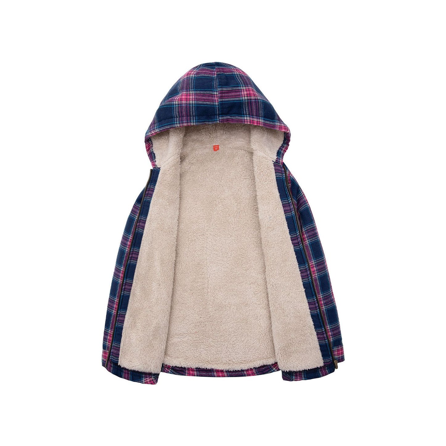 Girls Sherpa Lined Full Zip Plaid Flannel Shirt,Hooded Flannel Jacket