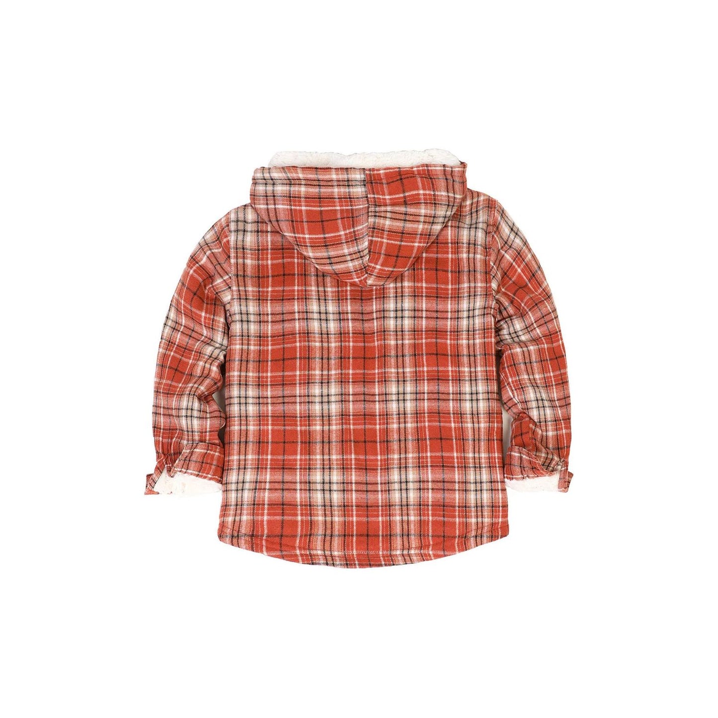 Girls Sherpa Lined Full Zip Plaid Flannel Shirt,Hooded Flannel Jacket