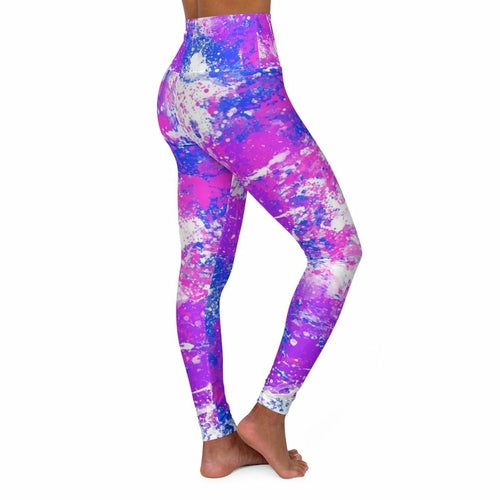 High Waisted Yoga Pants, Pink Blue And White Cotton Candy Style Sports