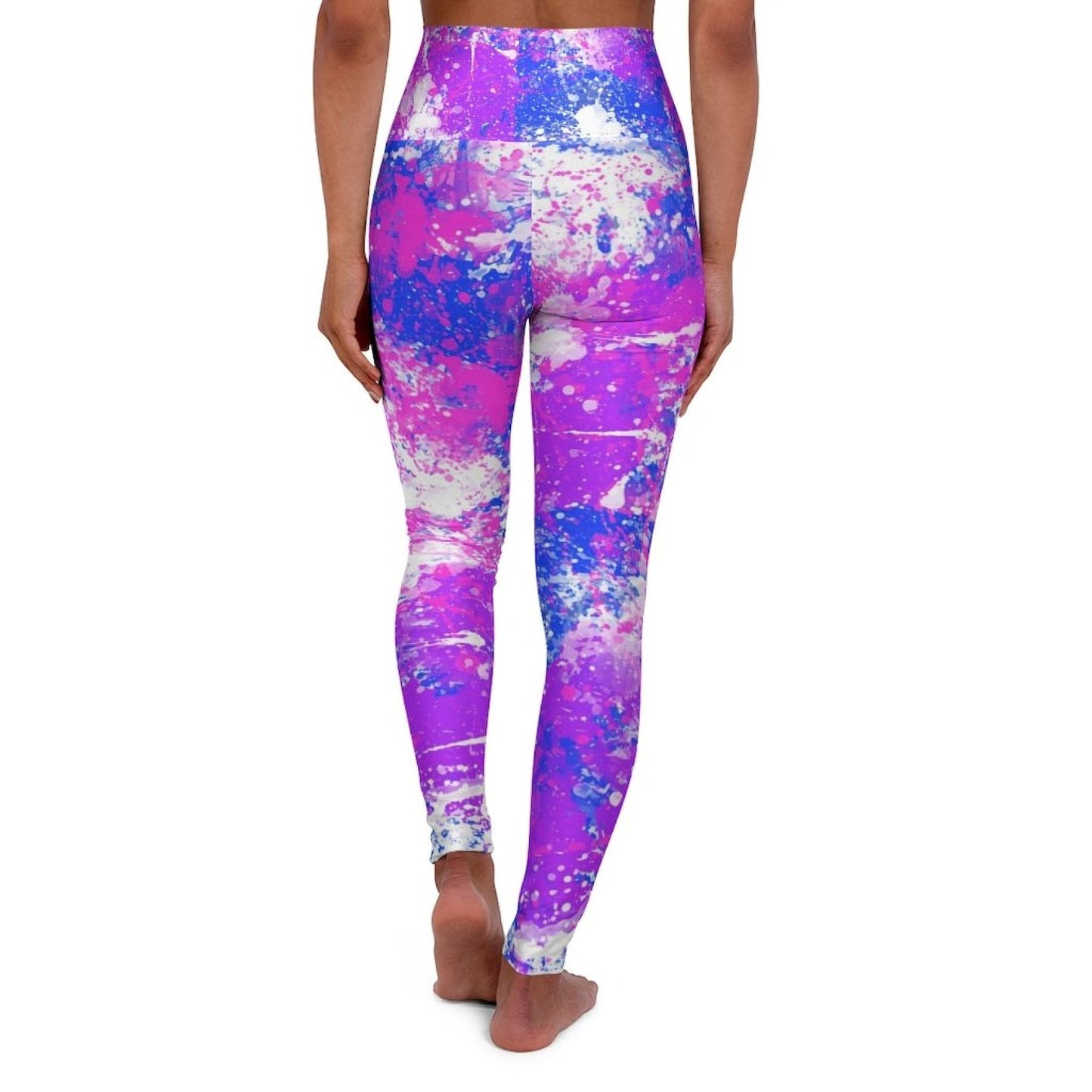 High Waisted Yoga Pants, Pink Blue And White Cotton Candy Style Sports