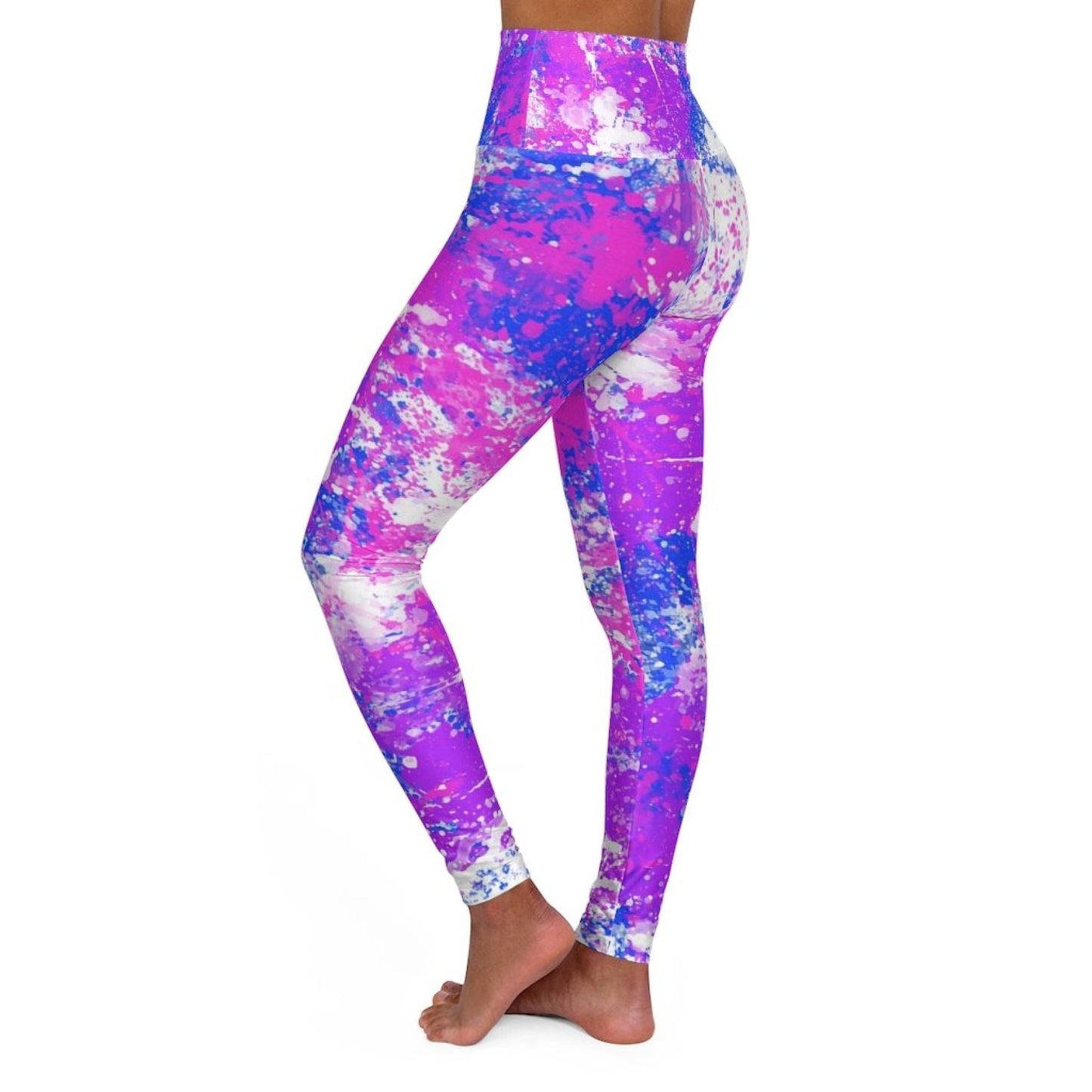 High Waisted Yoga Pants, Pink Blue And White Cotton Candy Style Sports