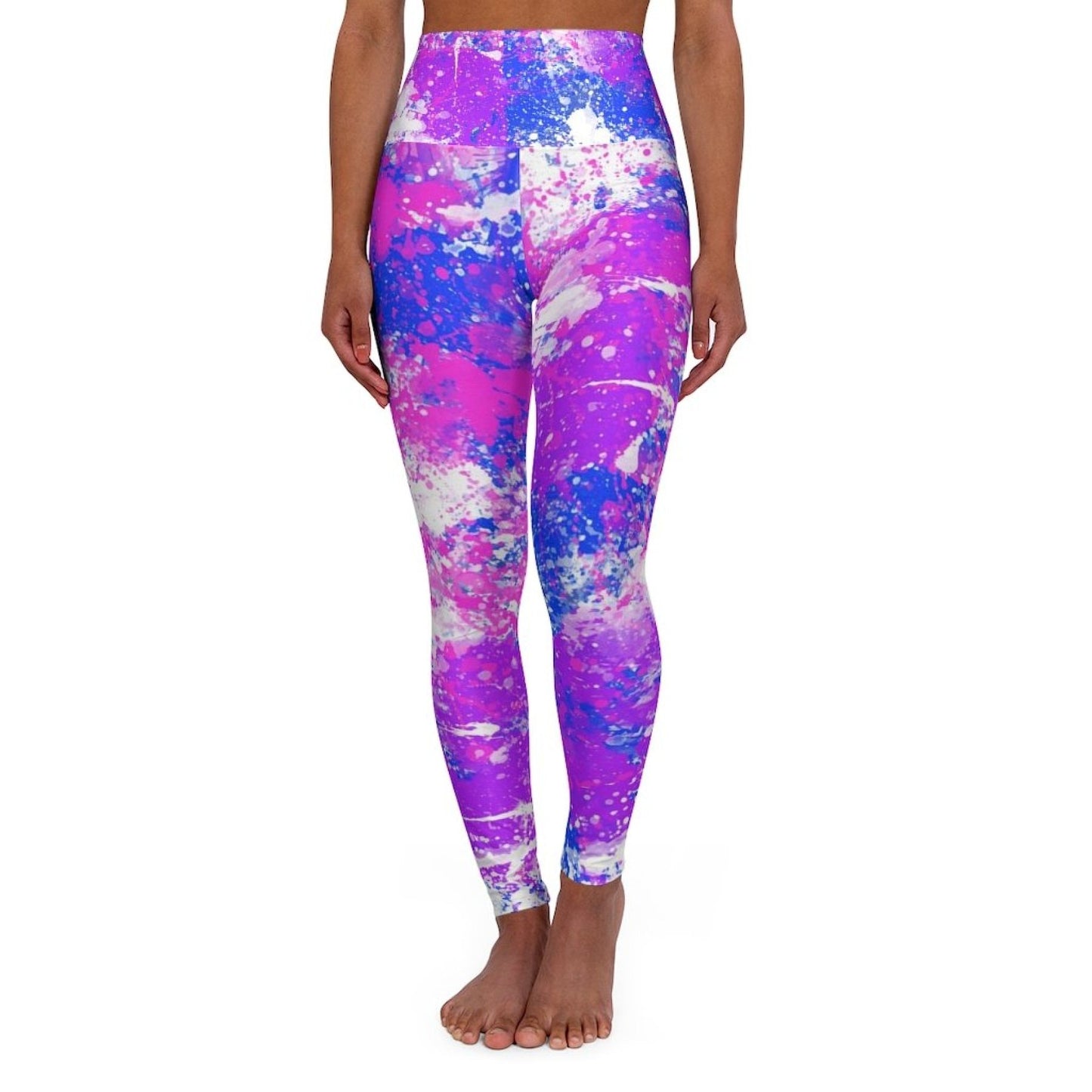 High Waisted Yoga Pants, Pink Blue And White Cotton Candy Style Sports