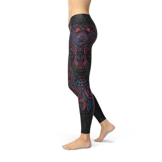 Womens Oosterse zwarte Wolf legging