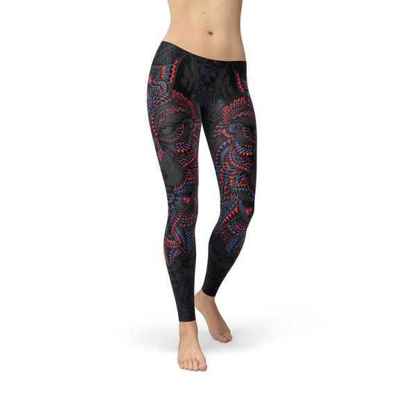 Womens Oosterse zwarte Wolf legging