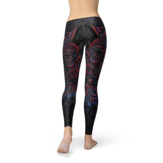 Womens Oosterse zwarte Wolf legging