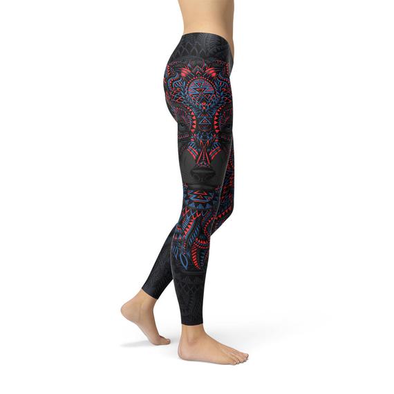 Womens Oosterse zwarte Wolf legging