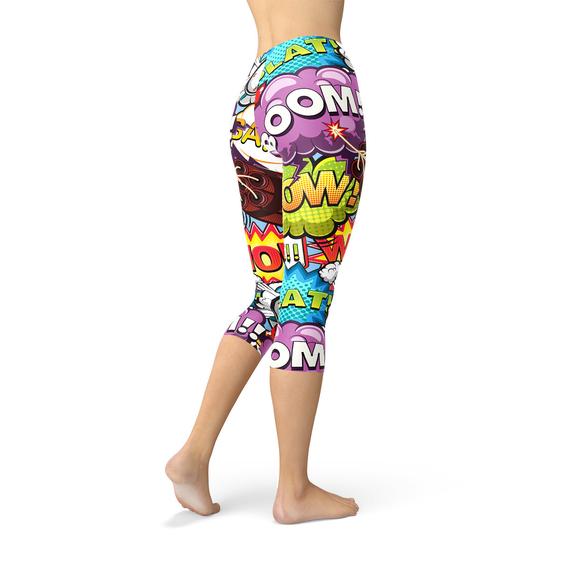 Comic Book Explosions Capri Leggings