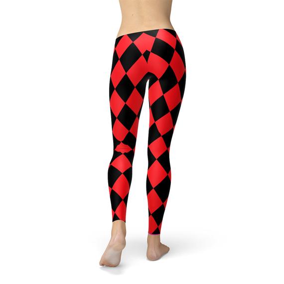 Womens Red and Black Jester Leggings