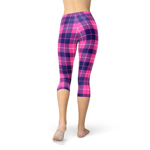 Womens Buffalo Plaid Capri Leggings