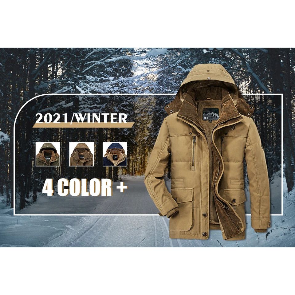 Mens Hooded Winter Parka Coat with Inner Fleece