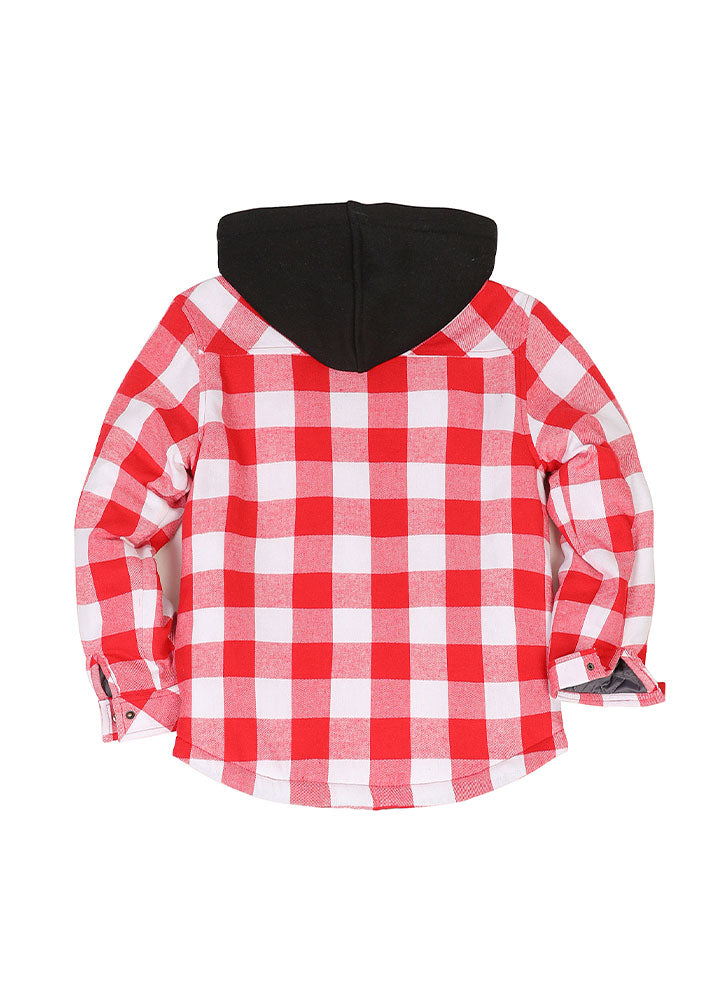 Kids Boys and Girls Quilted Lined Hooded Flannel Shirt Jacket,Snap