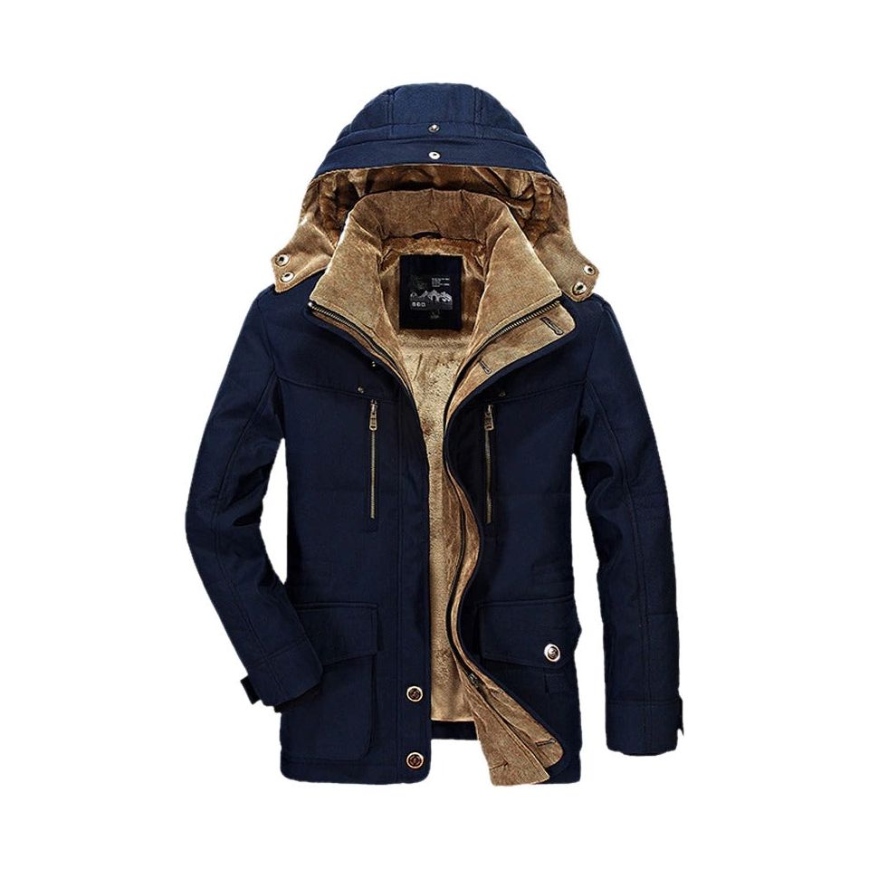 Mens Hooded Winter Parka Coat with Inner Fleece