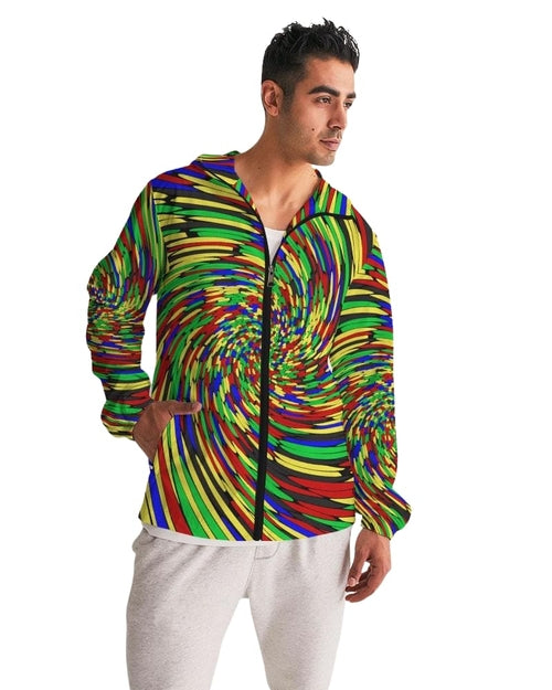 Mens Hooded Windbreaker - Multicolor Water Resistant Jacket - Jl0i0x