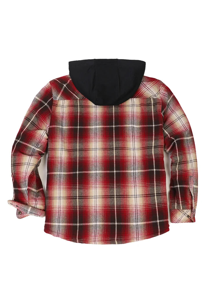 Kids Boys and Girls Quilted Lined Hooded Flannel Shirt Jacket,Snap