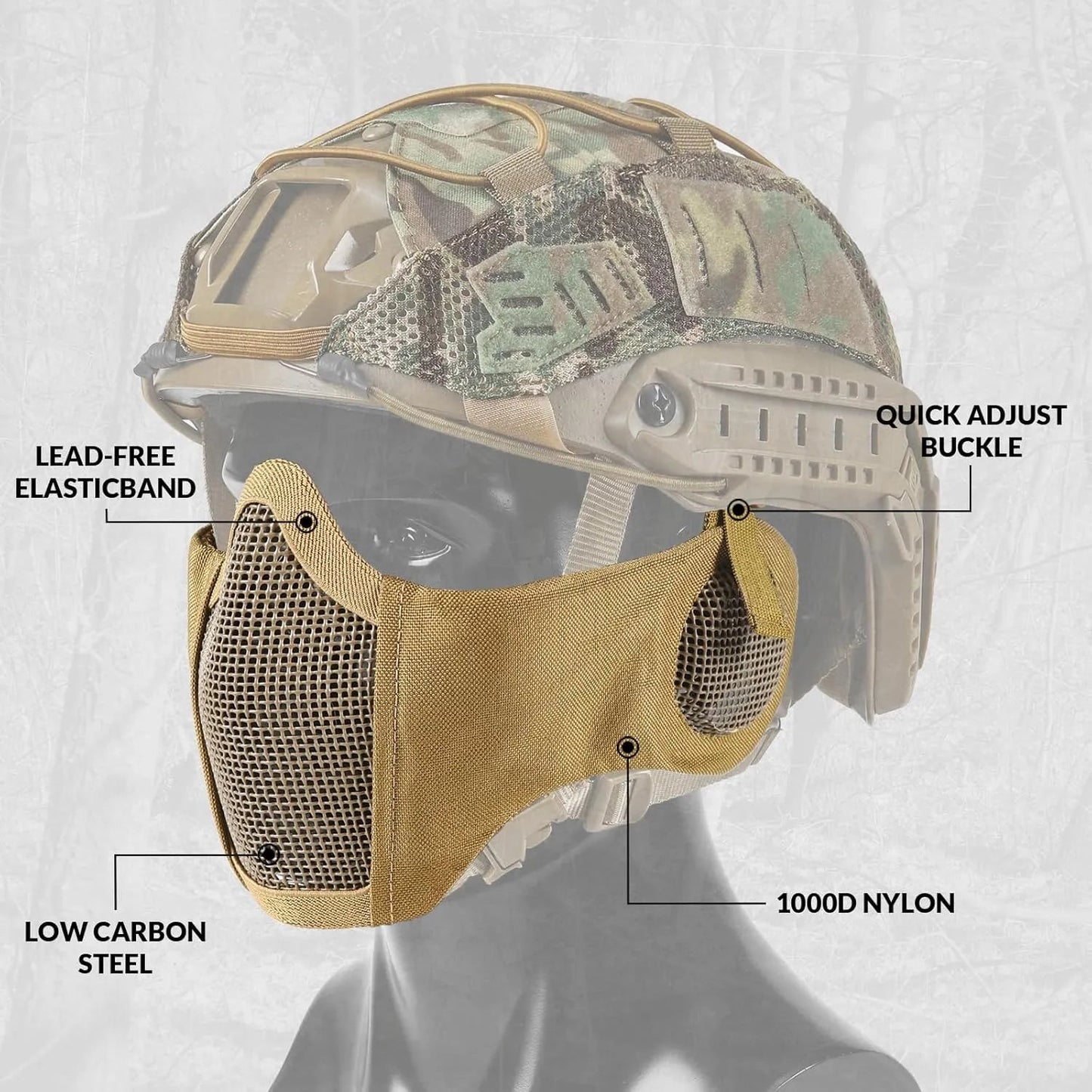 Votagoo Airsoft Mesh Mask Tactical Foldable Half Mesh Mask - Sportkyu
