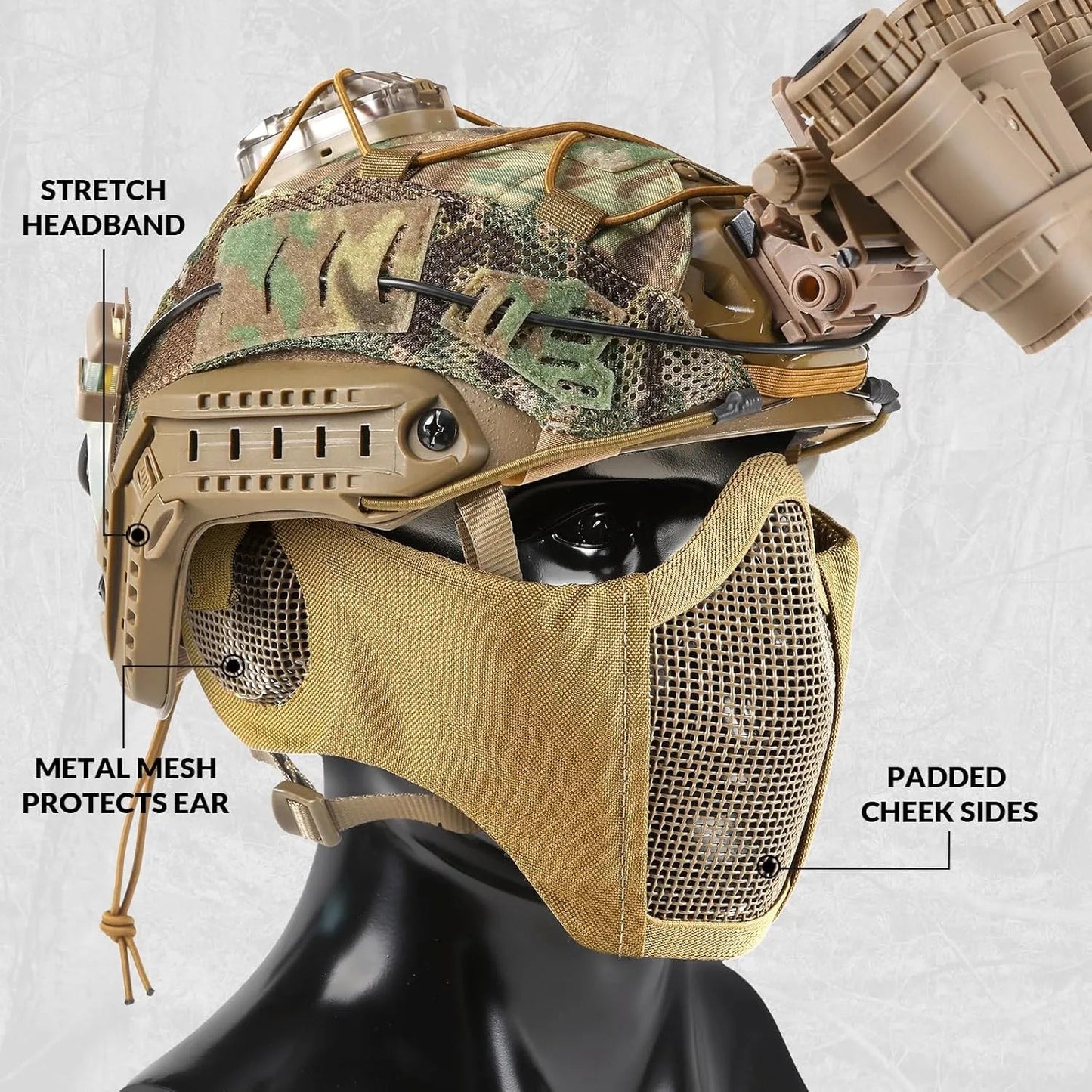 Votagoo Airsoft Mesh Mask Tactical Foldable Half Mesh Mask - Sportkyu