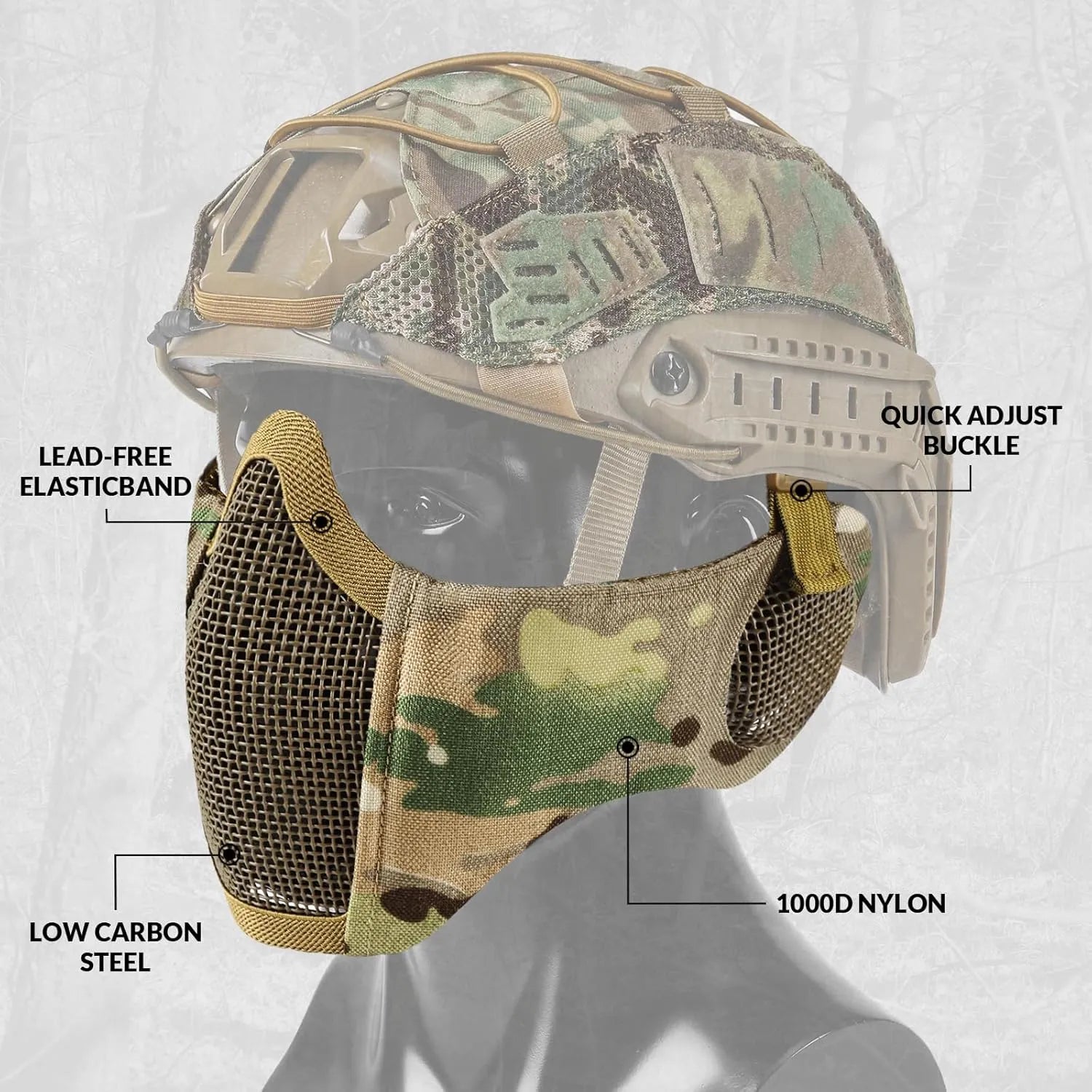 Votagoo Airsoft Mesh Mask Tactical Foldable Half Mesh Mask - Sportkyu
