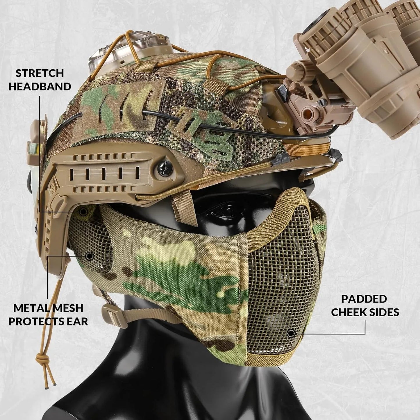 Votagoo Airsoft Mesh Mask Tactical Foldable Half Mesh Mask - Sportkyu