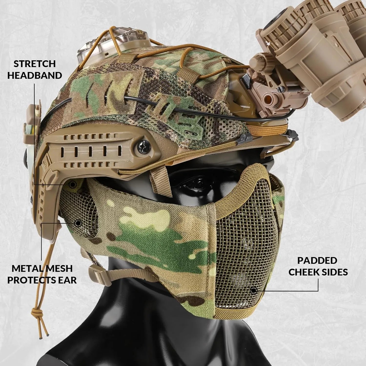 Votagoo Airsoft Mesh Mask Tactical Foldable Half Mesh Mask - Sportkyu