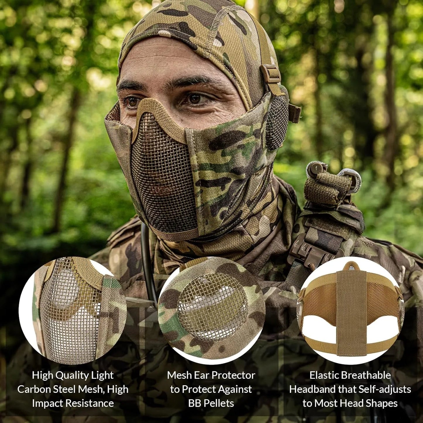 Votagoo Airsoft Mesh Mask Tactical Foldable Half Mesh Mask - Sportkyu