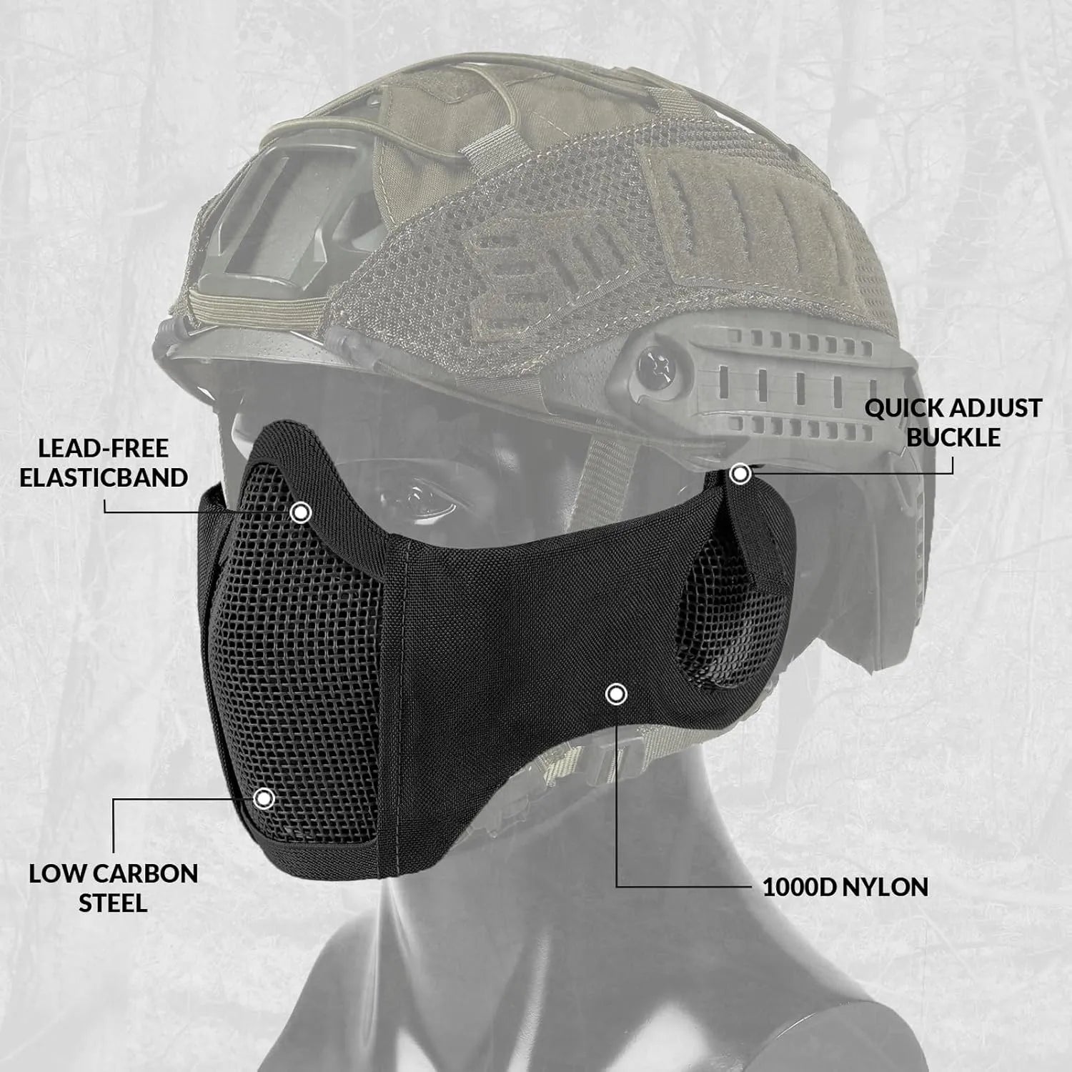 Votagoo Airsoft Mesh Mask Tactical Foldable Half Mesh Mask - Sportkyu