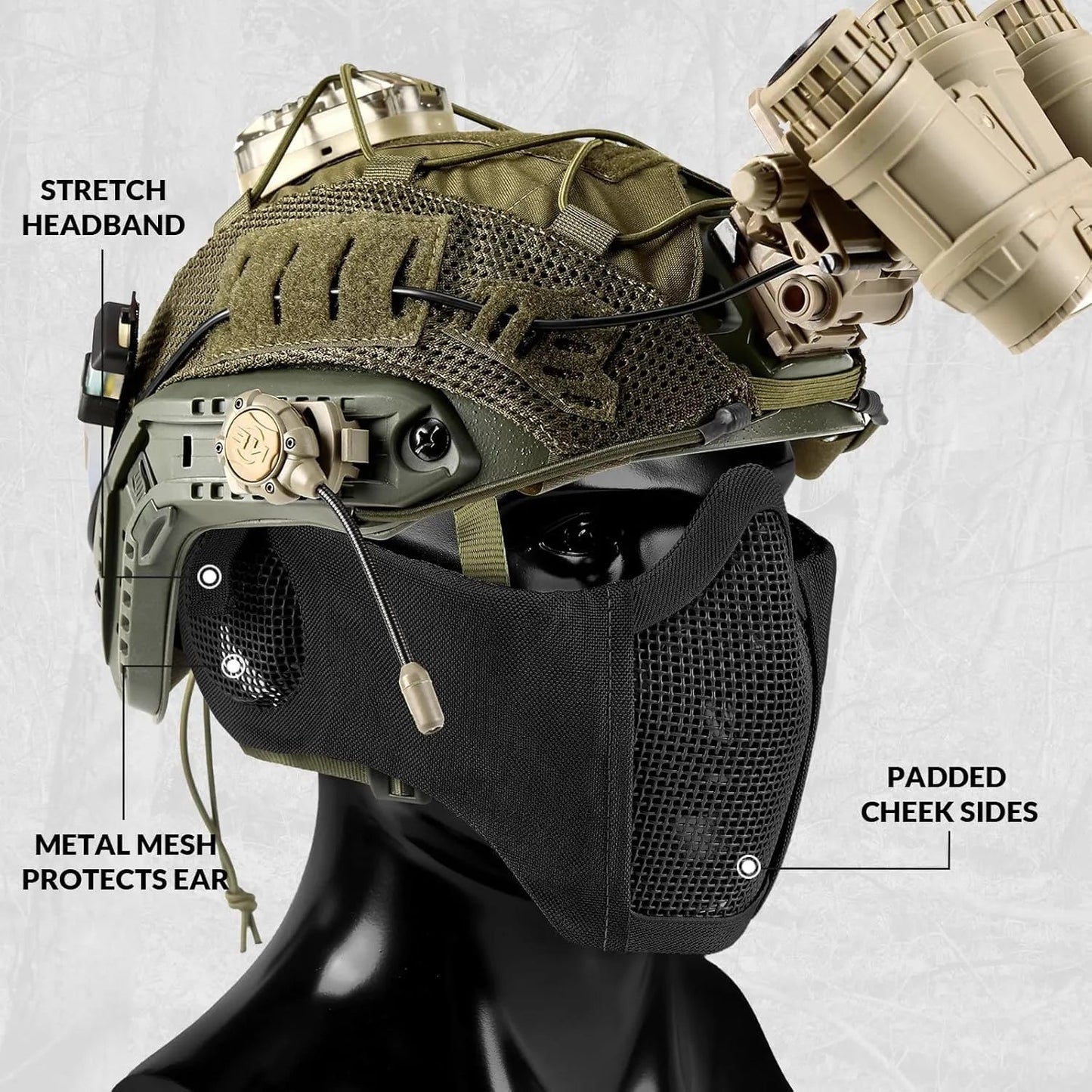 Votagoo Airsoft Mesh Mask Tactical Foldable Half Mesh Mask - Sportkyu