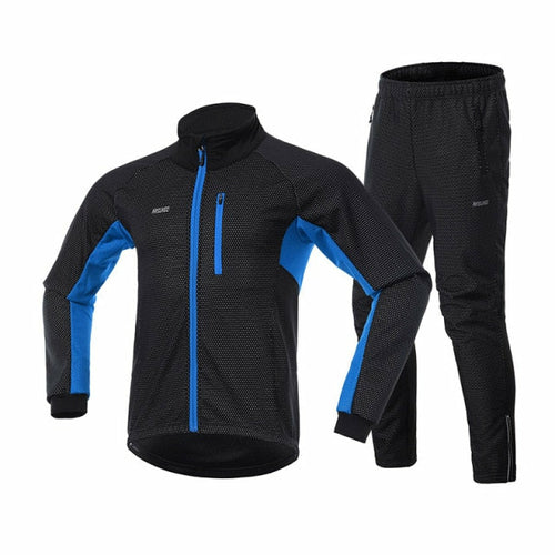 Men Winter Thermal Cycling Jacket Set Windproof Waterproof Warm Bike