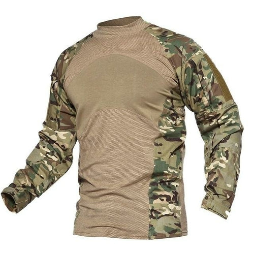 Men Summer Tactical T-shirt Army Combat Airsoft Tops Long Sleeve