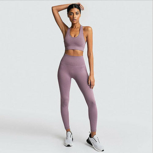 Seamless Gym Set Women Sport Suit Yoga Sets 2 Pcs Tracksuits Fitness