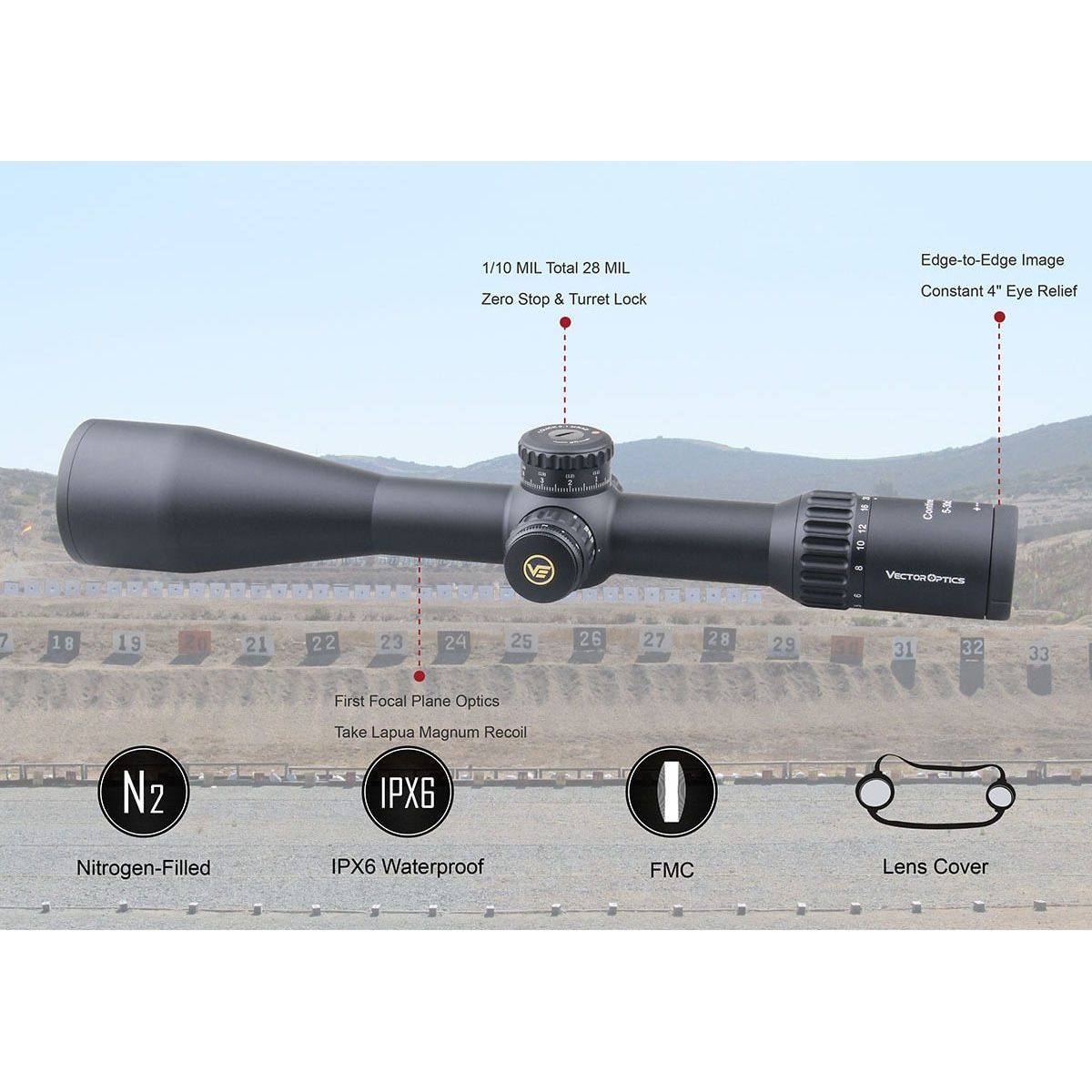 Vector Optics 34mm Continental 5-30x56 HD FFP Hunting Riflescopes 1/10 - Sportkyu