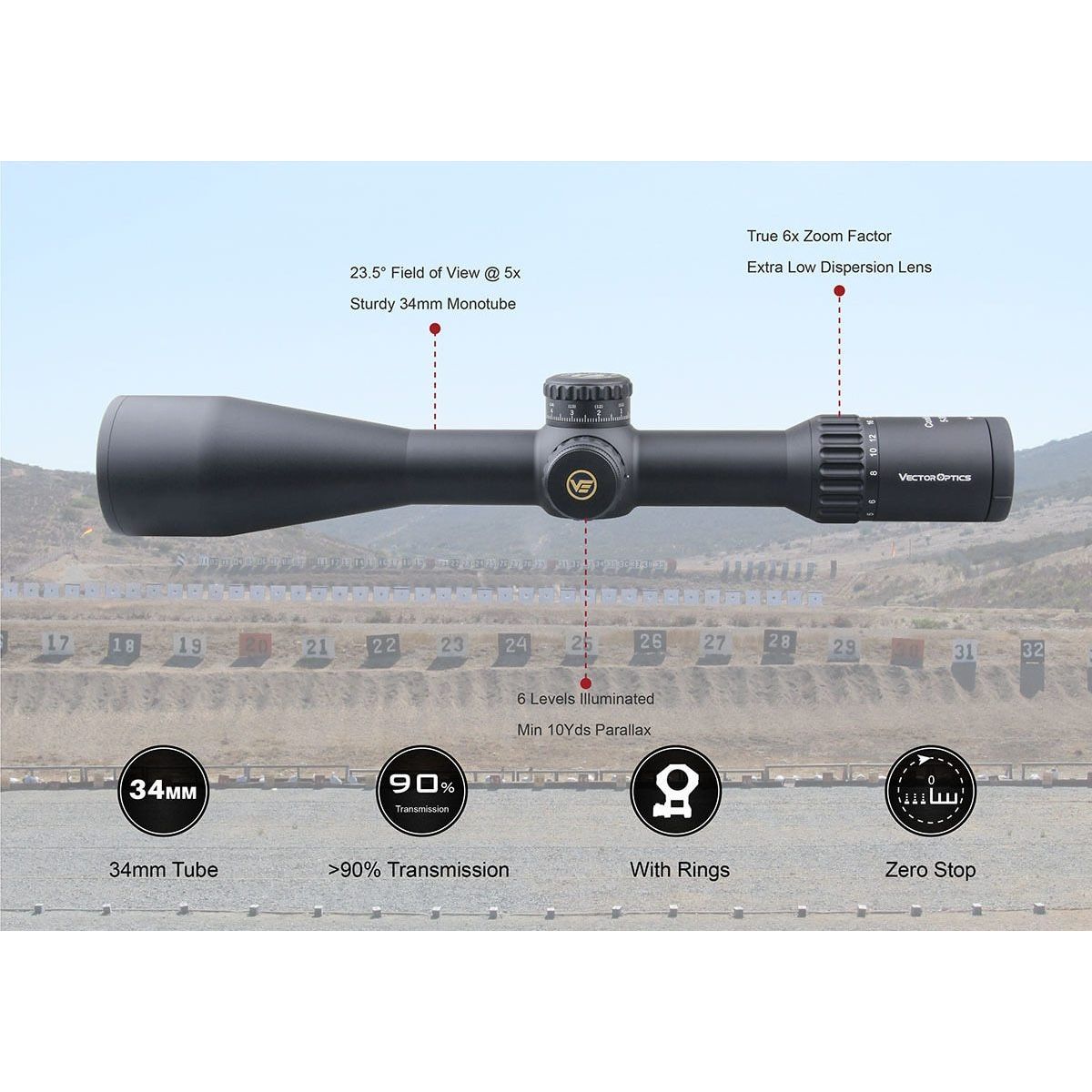 Vector Optics 34mm Continental 5-30x56 HD FFP Hunting Riflescopes 1/10 - Sportkyu