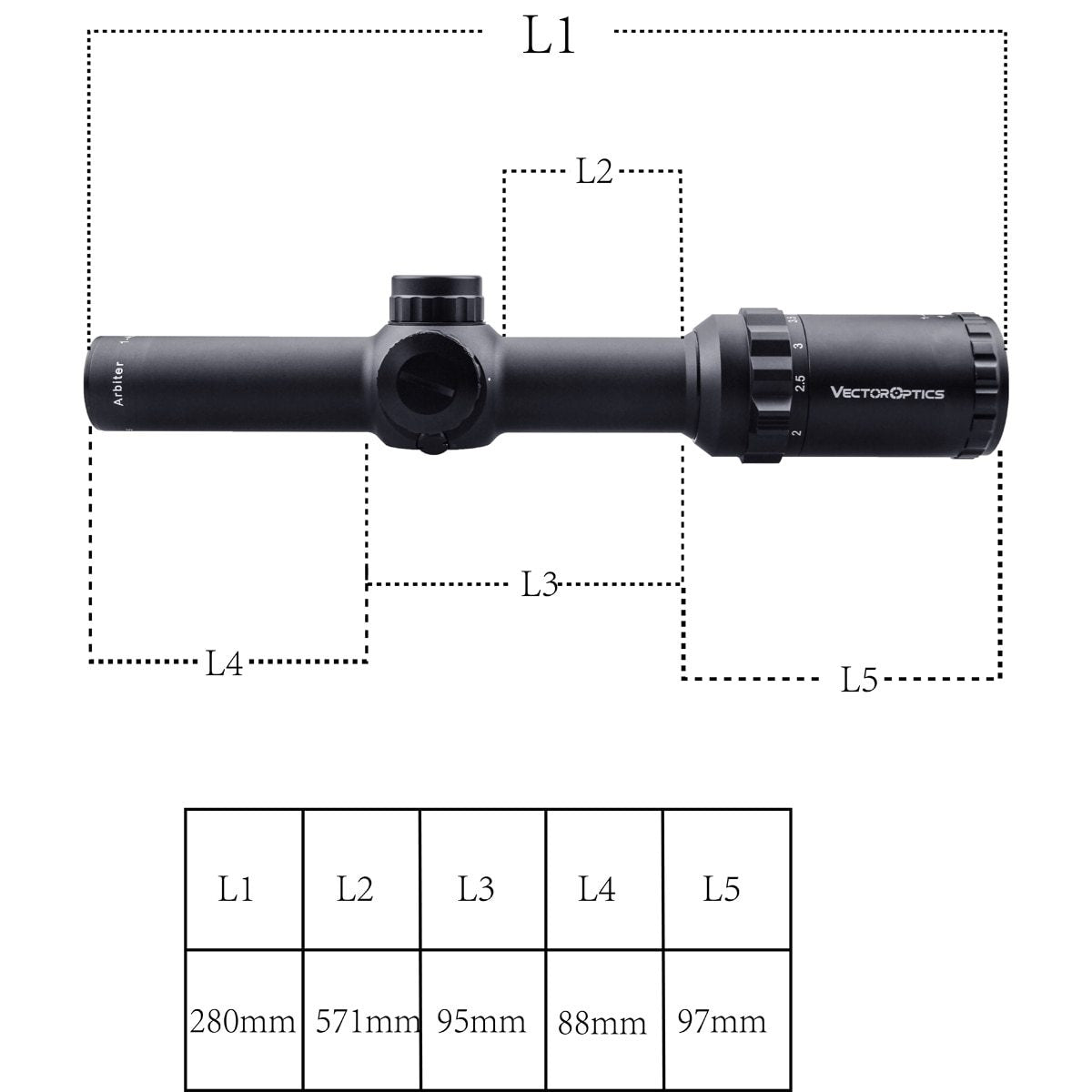 Optics Arbiter 1-4x24 Hunting Riflescope Long Eye Relief Illuminated