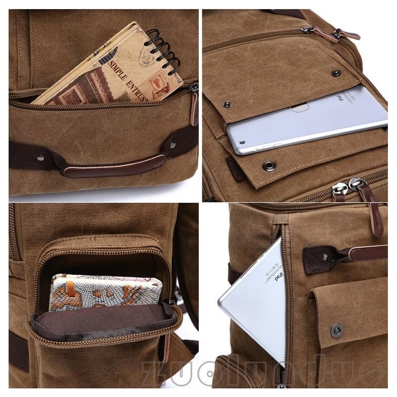 Men's Backpack Vintage Canvas Backpack School Bag Men's Travel Bags - Sportkyu