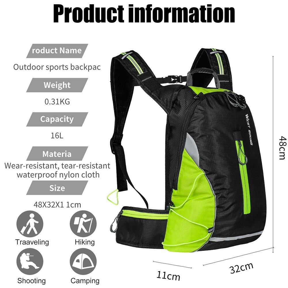 Ultralight Bicycle Bag Portable Waterproof Sport Backpack 16L Outdoor