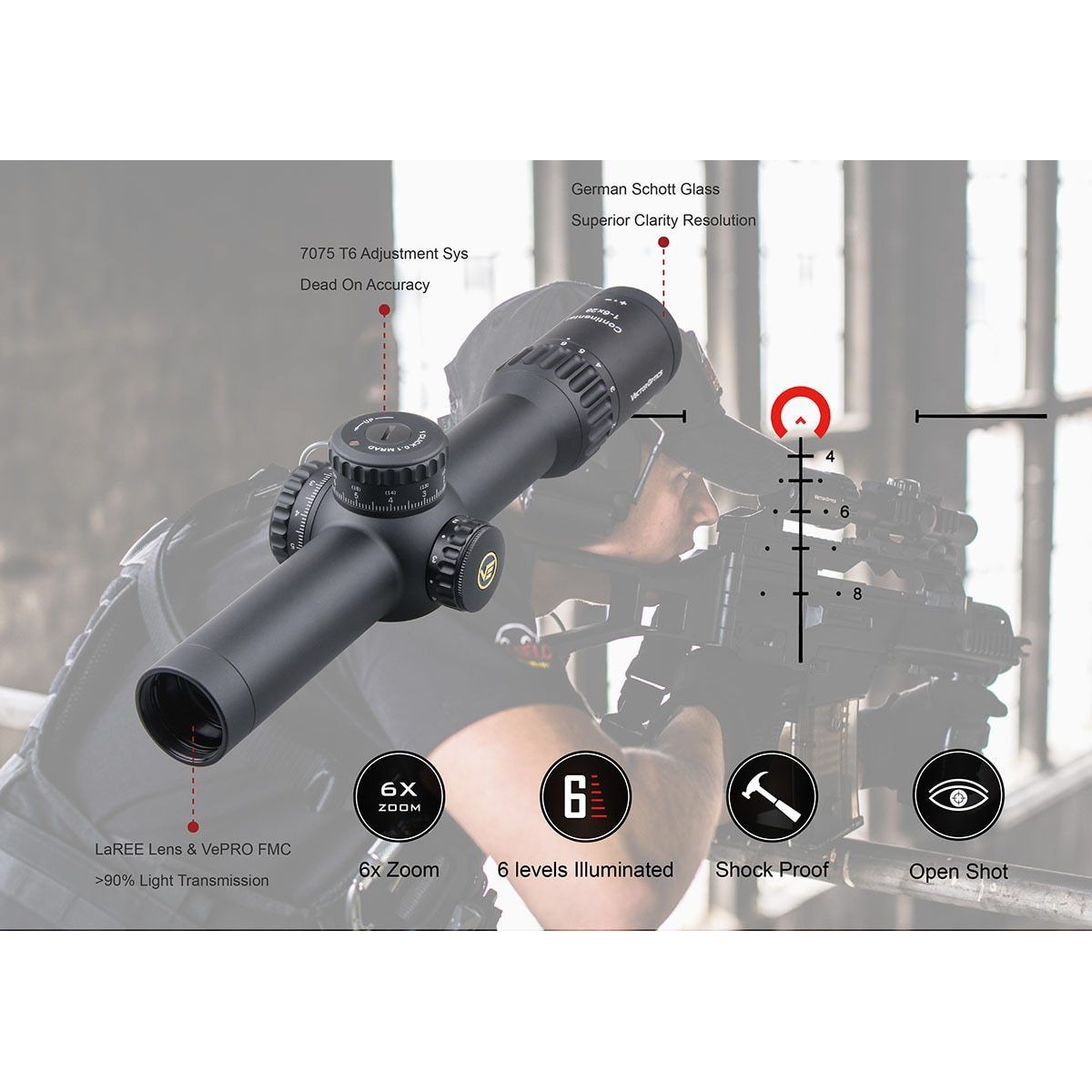 Vector Optics Continental 1-6x28 HD FFP Hunting Riflescope 1/10 MIL