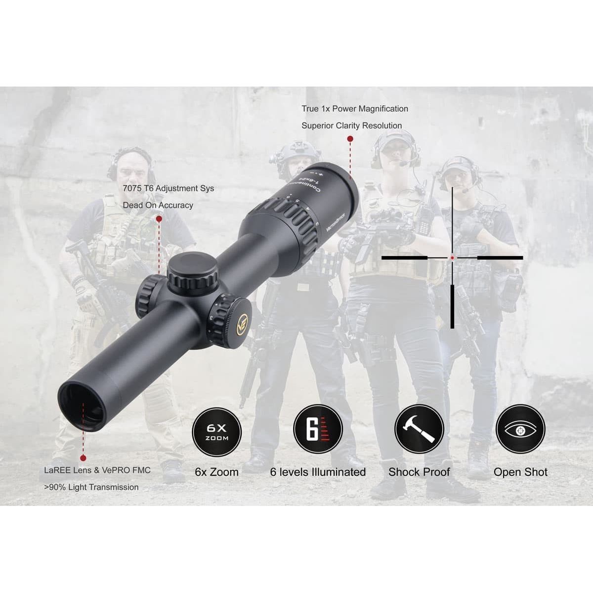 Optics Continental HD 1-6x24 Hunting Riflescope Optical Rifle Scope